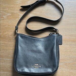 Coach Black Pebble Leather Crossbody with Gold Hardware